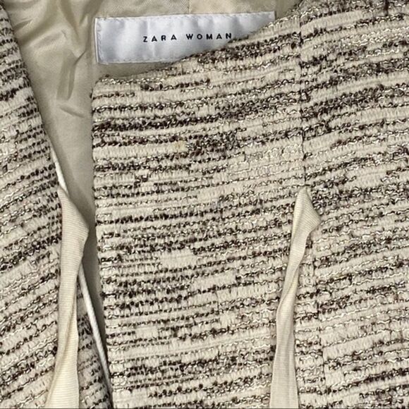 Zara Cream Gold Striped Cropped Blazer - Picture 8 of 10